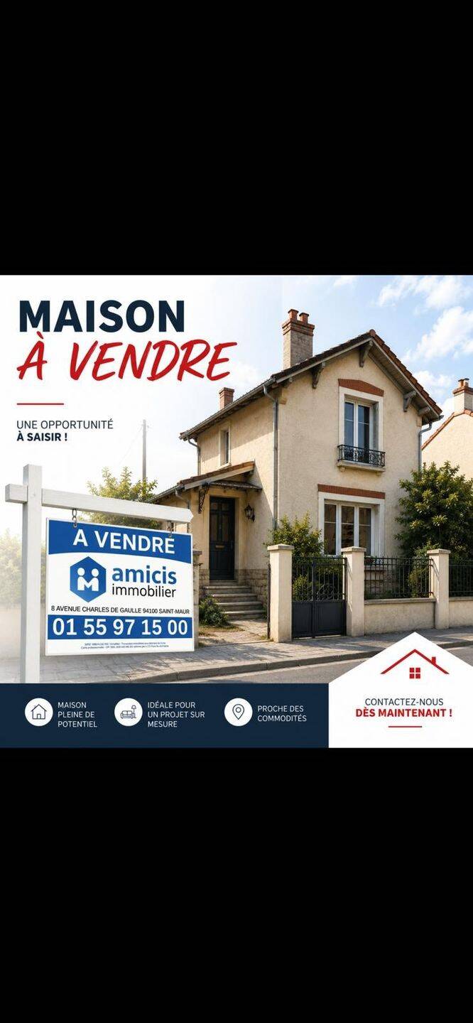 Maison à vendre, 89m², SAINT MAUR DES FOSSES