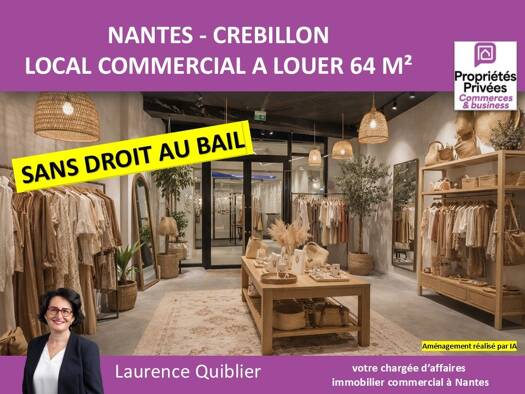 Local commercial à louer 2 150 € 64 m² de surface de vente divisible Graslin-Commerce Nantes 44000