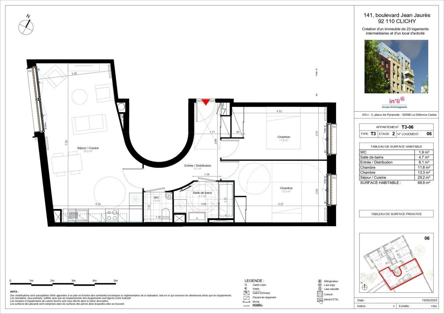 Maison à louer, 69m², CLICHY