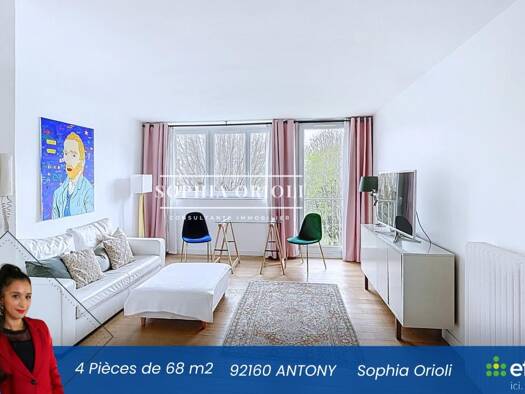Appartement à vendre 275 000 € 4 pièces 3 chambres 70 m² Étage 3/4 Bois de Verrières-Coulée Verte-Parc Heller Antony 92160