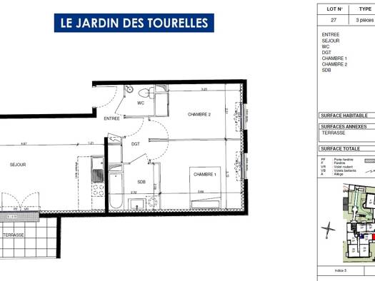Appartement à louer 1 202 € 3 pièces 2 chambres 59 m² RDC Vert Galant-Grand Cerf Vaujours 93410