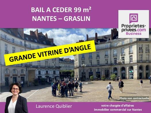 Local commercial avec bail commercial 3 400 € 99 m² de surface de vente divisible Graslin-Commerce Nantes 44000