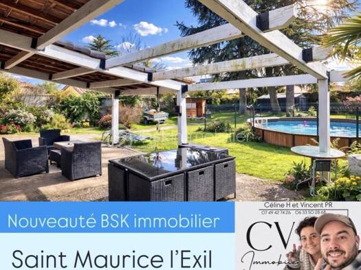 Maison de plain-pied à vendre 329 000 € 5 pièces 3 chambres 110 m² 1 450 m² de terrain Ouest Saint-Maurice-l'Exil 38550