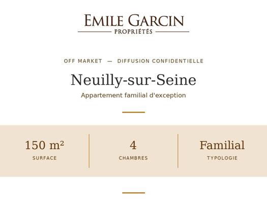 Appartement à vendre 2 100 000 € 6 pièces 4 chambres 150 m² Étage 3/5 Parc d'Orléans Neuilly-sur-Seine 92200