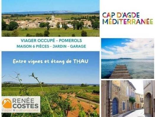 Maison en viager occupé Bouquet 105 500 € 6 pièces 5 chambres 150 m² Pomérols 34810