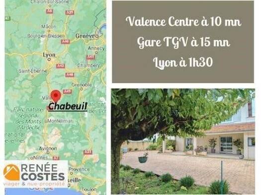 Maison en viager occupé Bouquet 132 250 € 4 pièces 3 chambres 164 m² 4 000 m² de terrain Nord Chabeuil 26120