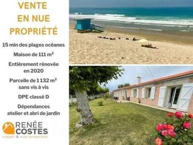 Maison en viager occupé Bouquet 103 270 € 4 pièces 3 chambres 111 m² 1 132 m² de terrain Vendays Montalivet 33930