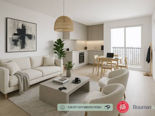 Appartement à vendre 196 400 € 2 pièces 1 chambre 46 m² 1er étage Rive Droite Haubourdin 59320
