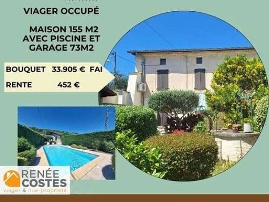 Maison en viager occupé Bouquet 33 905 € 6 pièces 4 chambres 155 m² 882 m² de terrain Sainte Cecile Carmaux 81400