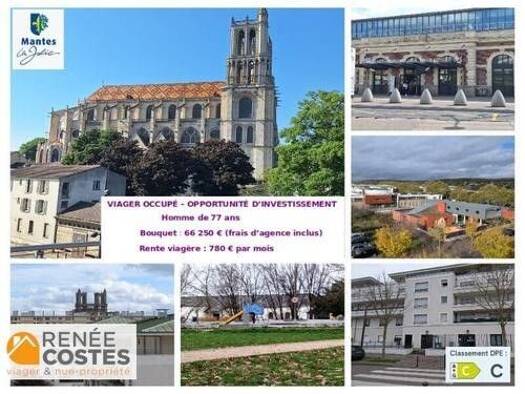 Appartement en viager occupé Bouquet 66 250 € 4 pièces 2 chambres 88 m² Étage 4/4 Les Hautes Garennes Mantes-la-Jolie 78200