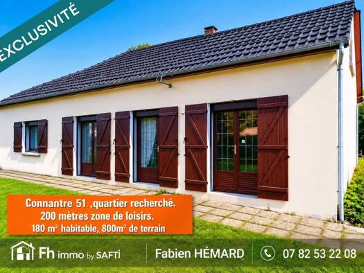 Maison à vendre 169 000 € 8 pièces 5 chambres 165 m² 853 m² de terrain Connantre 51230