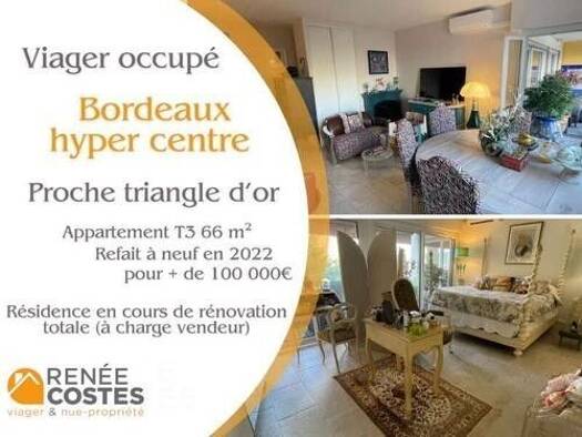 Appartement en viager occupé Bouquet 30 825 € 3 pièces 1 chambre 66 m² Étage 2/7 Centre ville Bordeaux 33000