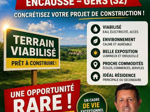 Terrain constructible viabilisé à vendre 67 000 € 688 m² de terrain Encausse 32430
