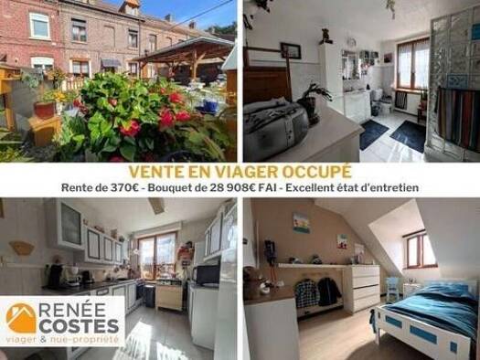 Maison en viager occupé Bouquet 28 908 € 5 pièces 2 chambres 64 m² 113 m² de terrain Vauban Esquermes Lille 59000
