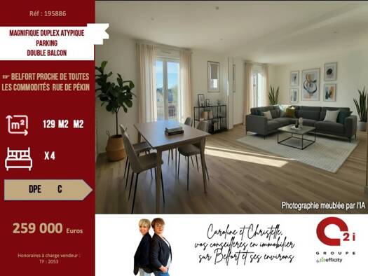 Duplex à vendre 259 000 € 6 pièces 4 chambres 129 m² Étage 1/3 Belfort Nord Belfort 90000