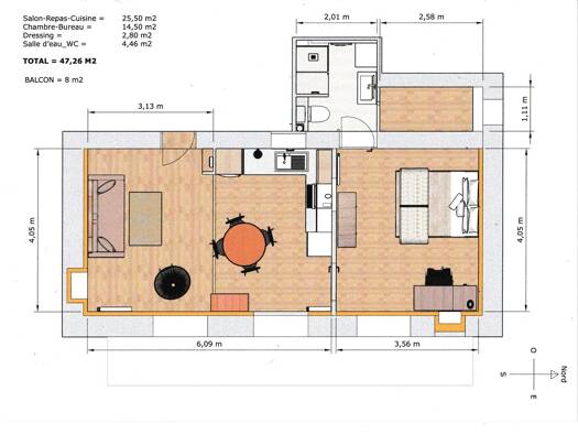 Appartement à vendre 210 000 € 2 pièces 1 chambre 51,19 m² 3 étages Lafin Aix-les-Bains 73100