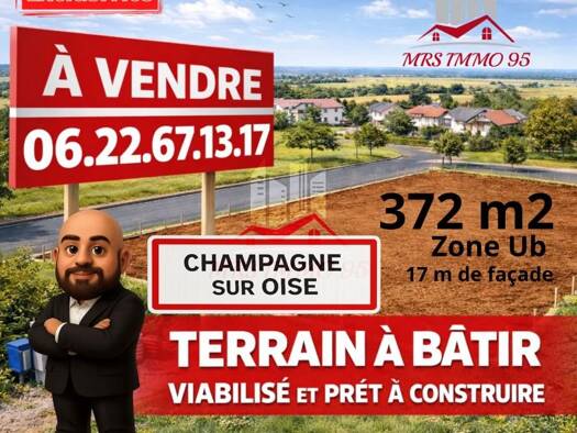Terrain constructible viabilisé à vendre 99 000 € 372 m² de terrain Champagne-sur-Oise 95660