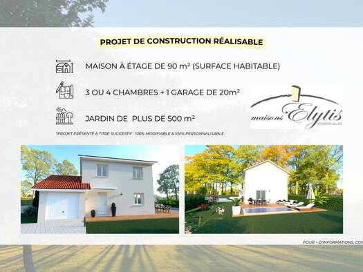 Terrain avec maison neuve à vendre 294 200 € 17 pièces 1 chambre 100 m² 646 m² de terrain Cessieu 38110