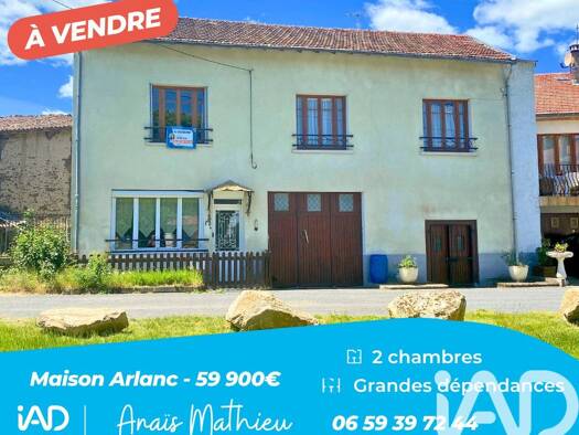 Maison à vendre 59 900 € 3 pièces 2 chambres 73 m² 300 m² de terrain Arlanc 63220