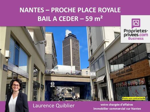 Local commercial avec bail commercial 683 € 59 m² de surface de vente divisible Graslin-Commerce Nantes 44000