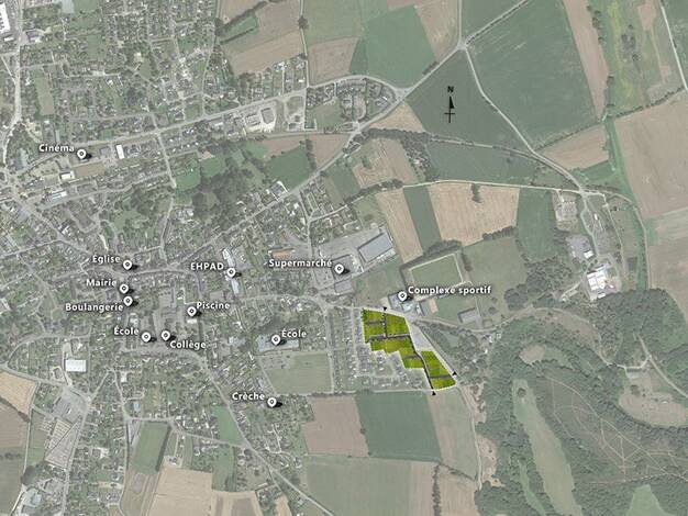 Terrain constructible viabilisé à vendre 36 000 € Sud et Bourg Guer 56380