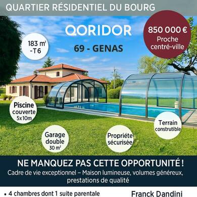 Maison à vendre 850 000 € 5 pièces 4 chambres 183 m² 2 335 m² de terrain Bourg Genas 69740