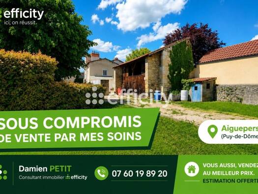 Maison de ville à vendre 129 000 € 4 pièces 2 chambres 99 m² 657 m² de terrain Aigueperse 63260