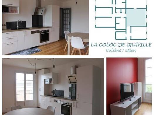 Colocation à louer 350 € 1 pièce 5 chambres 10 m² 4ème étage Graville Le Havre 76600