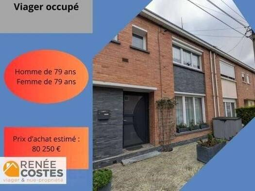Maison en viager occupé Bouquet 65 750 € 4 pièces 3 chambres 95 m² 182 m² de terrain Centre Ville Béthune 62400
