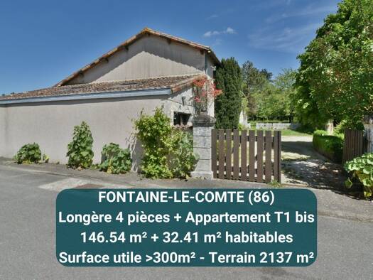 Maison à vendre 249 065 € 4 pièces 3 chambres 147 m² 2 137 m² de terrain Fontaine-le-Comte 86240