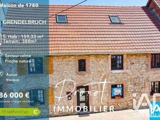 Maison à vendre 386 000 € 8 pièces 4 chambres 159,33 m² 388 m² de terrain Grendelbruch 67190