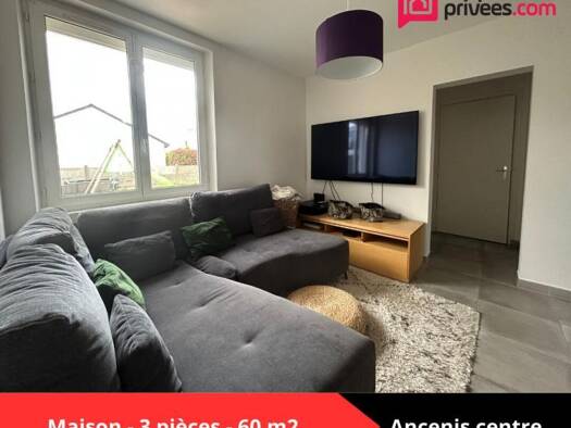 Maison de plain-pied à vendre 249 500 € 4 pièces 2 chambres 60 m² 350 m² de terrain Zones d'Activités-Campagne Ancenis-Saint-Géréon 44150