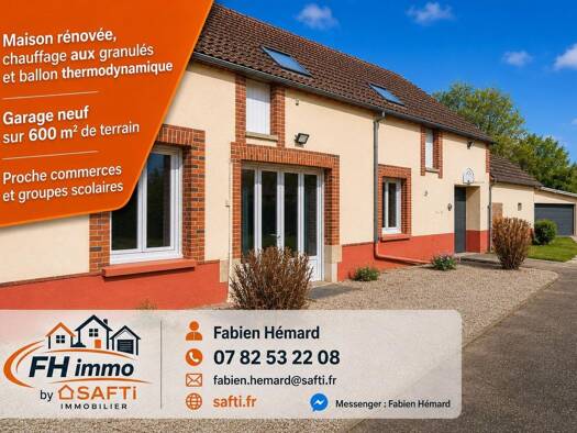Maison à vendre 169 500 € 5 pièces 2 chambres 118 m² 593 m² de terrain Connantre 51230