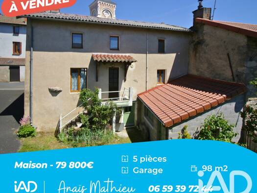 Maison à vendre 79 800 € 5 pièces 4 chambres 98 m² 100 m² de terrain Saint-Bonnet-le-Bourg 63630