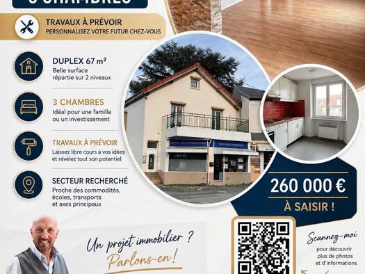 Duplex à vendre 260 000 € 4 pièces 3 chambres 66,85 m² RDC/2 Varenne-Centre-Rive Charmante Noisy-le-Grand 93160