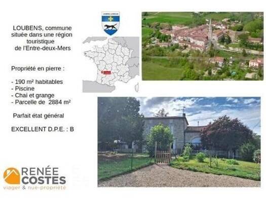 Maison en viager occupé Bouquet 118 875 € 6 pièces 4 chambres 190 m² 2 884 m² de terrain La Réole 33190