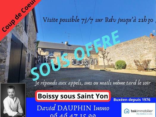 Ferme à vendre 442 000 € 6 pièces 3 chambres 139 m² 1 540 m² de terrain Boissy-sous-Saint-Yon 91790