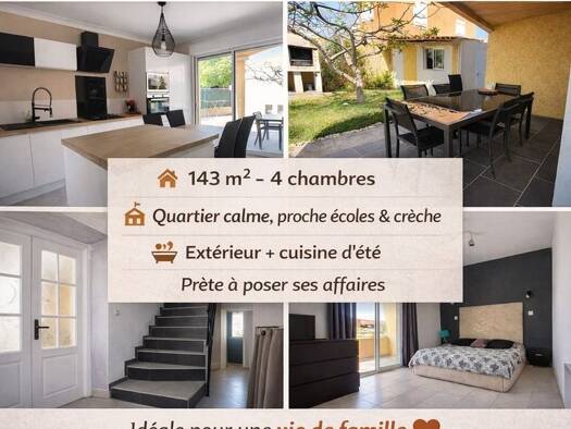 Maison à vendre 285 000 € 5 pièces 4 chambres 143 m² 461 m² de terrain Zone Sud Saint-Gilles 30800