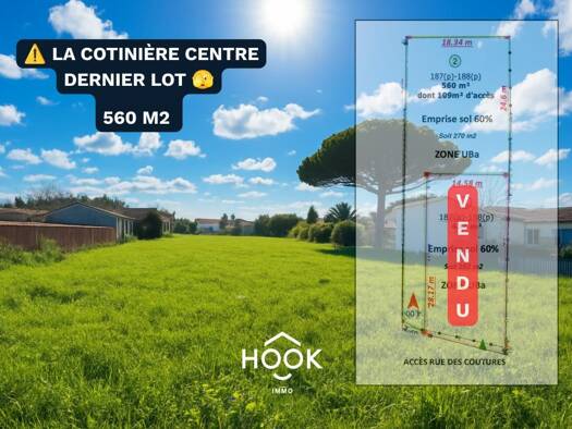 Terrain constructible à vendre 152 600 € 560 m² de terrain Cote Ouest Saint-Pierre-d'Oléron 17310