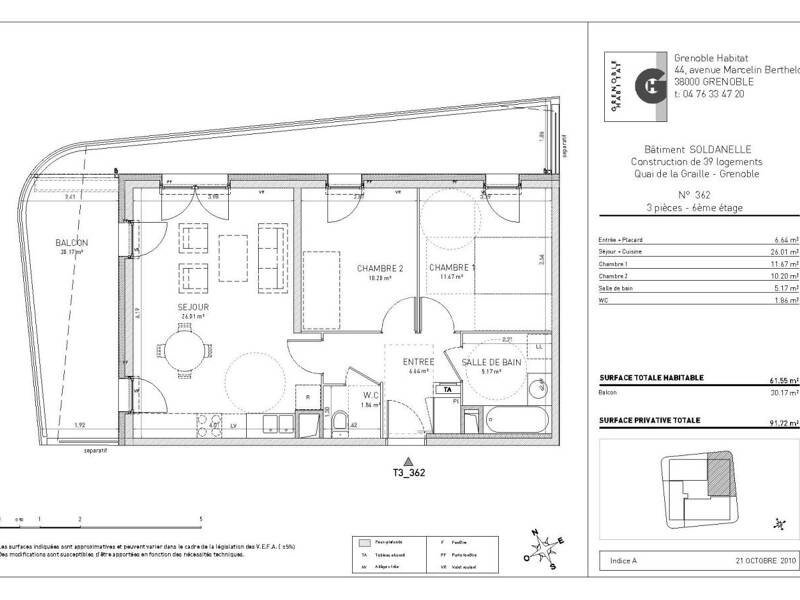 Maison à louer, 62m², GRENOBLE