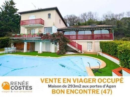 Maison en viager occupé Bouquet 87 520 € 8 pièces 6 chambres 293 m² 1 220 m² de terrain Ouest Bon-Encontre 47240