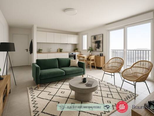 Appartement à vendre - neuf 189 000 € 2 pièces 1 chambre 45 m² 1er étage Les Hochettes Arras 62000