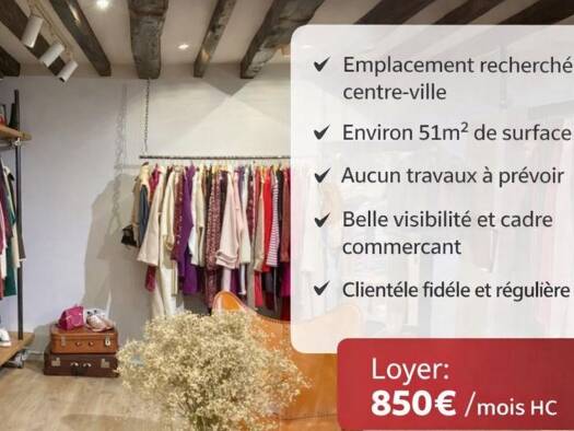 Boutique à vendre 59 000 € 1 pièce 51 m² de surface de vente Le Centre Sucy-en-Brie 94370