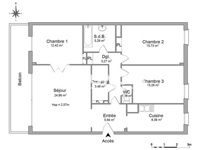 Maison à louer, 97m², LYON 1ER