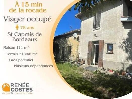 Maison en viager occupé Bouquet 49 770 € 4 pièces 2 chambres 111 m² 21 246 m² de terrain Créon 33670