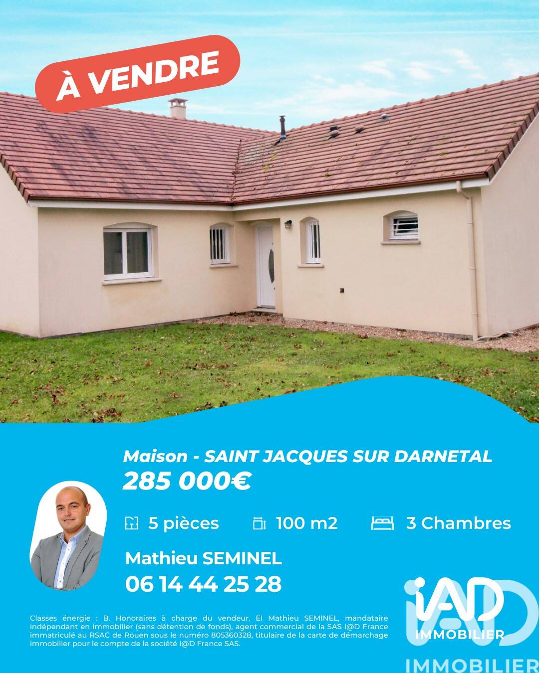 Maison à vendre, 100m², SAINT JACQUES SUR DARNETAL