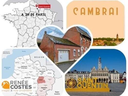 Maison en viager occupé Bouquet 44 535 € 6 pièces 4 chambres 160 m² 1 646 m² de terrain Le Vermandois Saint-Quentin 02100