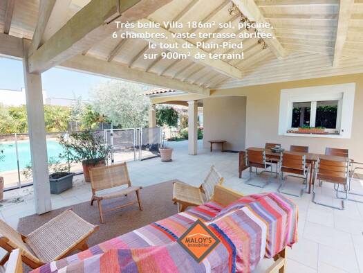 Maison de plain-pied à vendre 675 000 € 8 pièces 6 chambres 186 m² 900 m² de terrain Chazay d'Azergues 69380