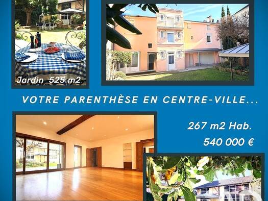 Maison de ville à vendre 540 000 € 9 pièces 6 chambres 266 m² 525 m² de terrain Gare-Peloux Mail-Citadelle Bourg-en-Bresse 01000