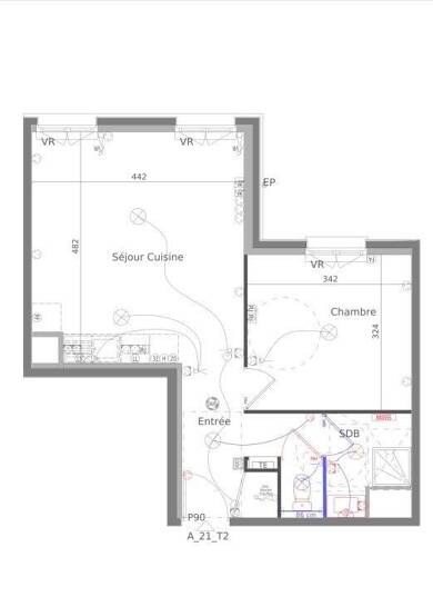 Appartement à louer 870 € 2 pièces 1 chambre Serris 77700